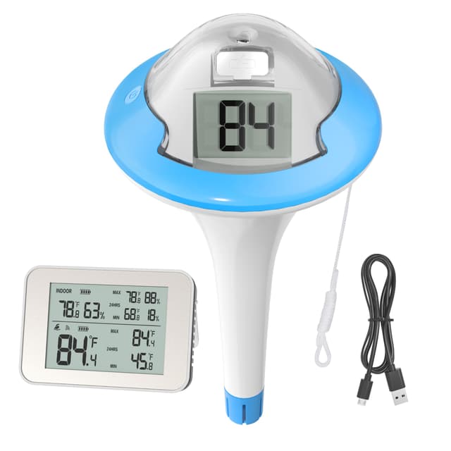 BALDR Pool Thermometer Funk mit großen Ziffern und Wiederaufladbarkeit 🌡️