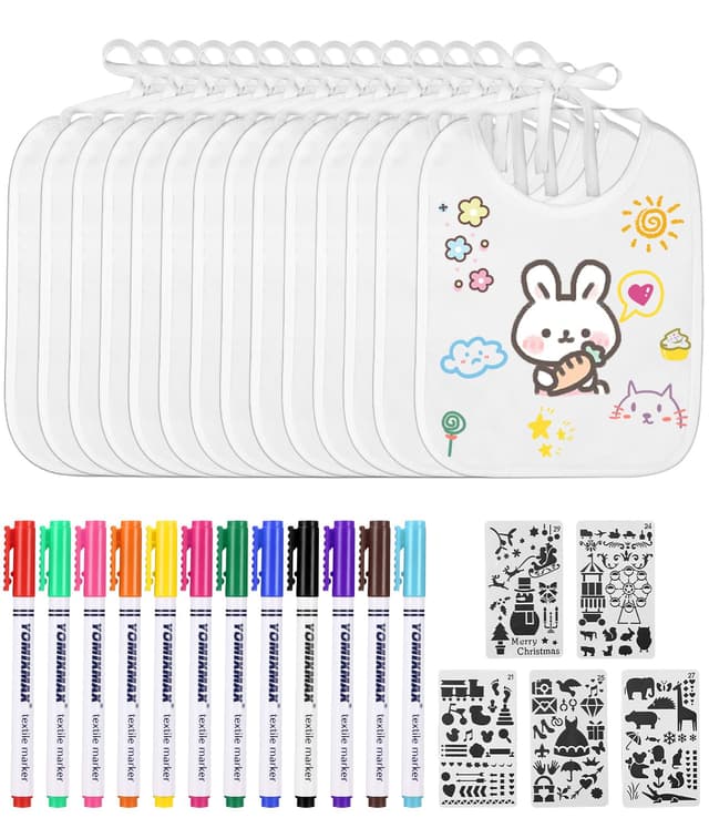 TIDEVAN 14 Stück Lätzchen Weiß 🎨 Babyshower Party Spiele
