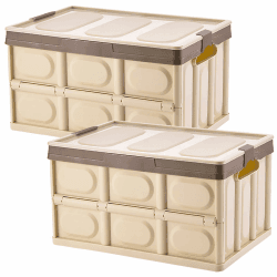 Premium Klappbarer Aufbewahrungsbox - 2 Stück 30L Lagerbehälter -Khaki 📦👕📚🍟👞