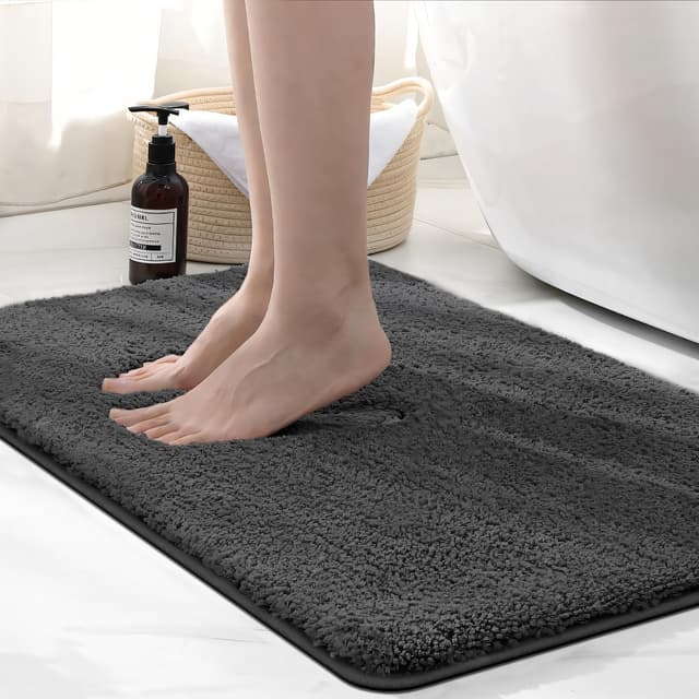 wyewye Mikrofaser-Badteppich, 50 x 80 cm, 2 cm, super saugfähig, Dunkelgrau