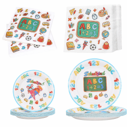 🎉 YOLOUP 80 Stk Einschulung Partygeschirr Set Schulanfang 📚🍎