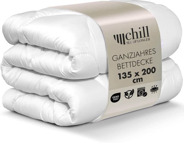 chill SLEEPLONGER Ganzjahresdecke 135x200 - Bettdecke 135x200 Leicht ☁️ Atmungsaktiv & Waschbar & 100% Vegan
