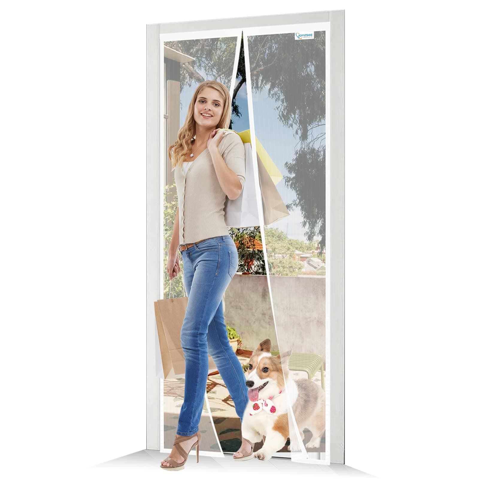 JOY2SEE Fliegengitter Tür 140x210cm Weiß 🦟🚪 Schutz für Ihre Familie