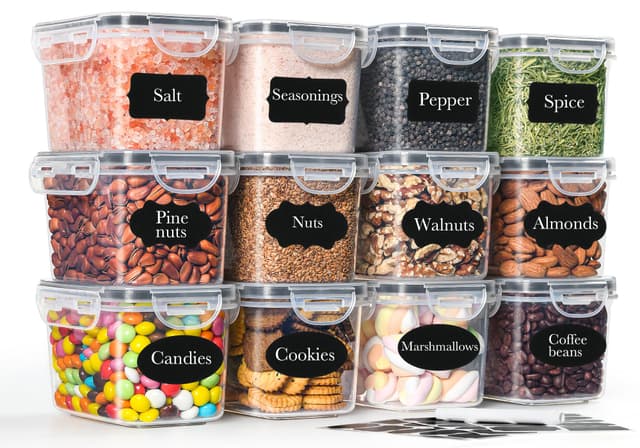 🌟 GoMaihe Vorratsdosen 12er-Set: Aufbewahrungsbox Küche 800ml | BPA-FREI | Spülmaschinenfest Schwarz 🌟