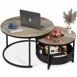 🛋️🪑 WLIVE Runder Couchtisch 2er Set, Moderne Wohnzimmertisch Rund 🪑🛋️