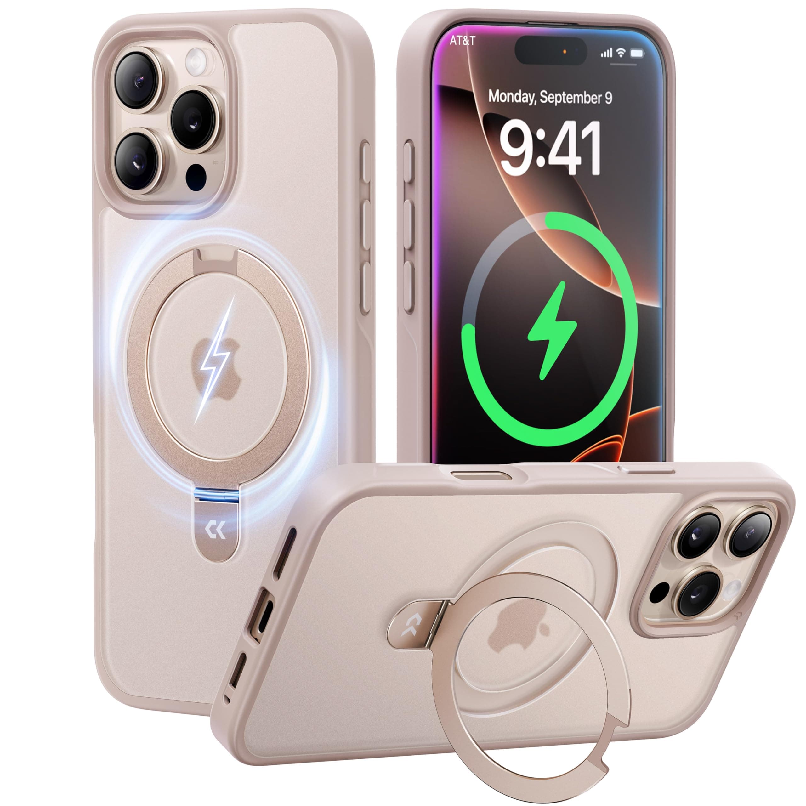 CASEKOO MagicStand für iPhone 16 Pro Hülle mit MagSafe - Stoßfeste Schutzhülle mit Unsichtbarem Ständer und Militärstandard