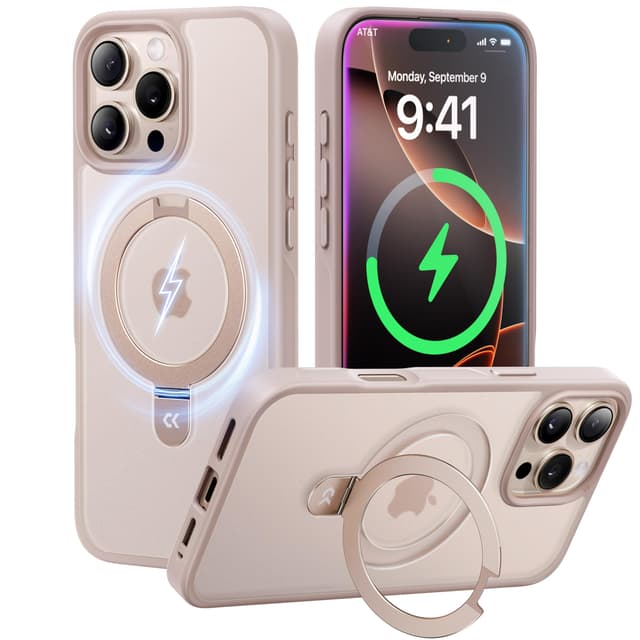 CASEKOO MagicStand für iPhone 16 Pro Hülle mit MagSafe - Stoßfeste Schutzhülle mit Unsichtbarem Ständer und Militärstandard