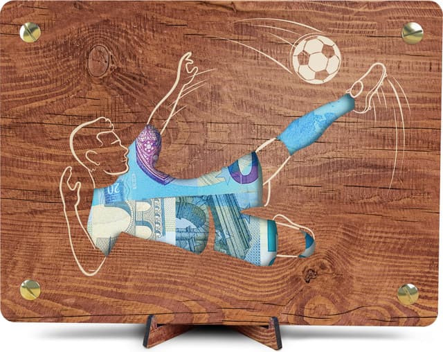 Fussball Geschenke - XL Geldgeschenk aus Holz inkl. Ständer 🎁⚽