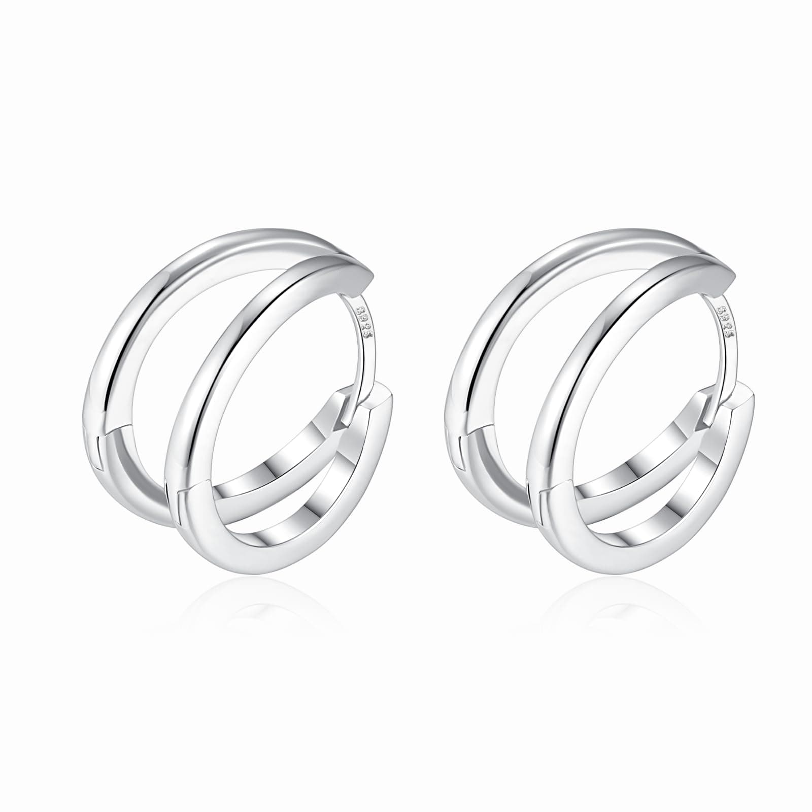 Silber Double Hoop Ohrringe Creolen | Einzigartiges Geschenk für Frauen Mädchen