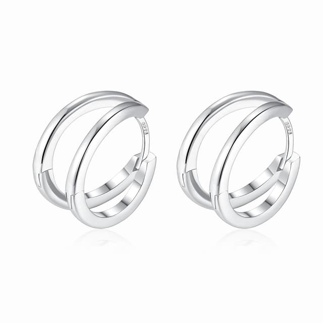 Silber Double Hoop Ohrringe Creolen | Einzigartiges Geschenk für Frauen Mädchen