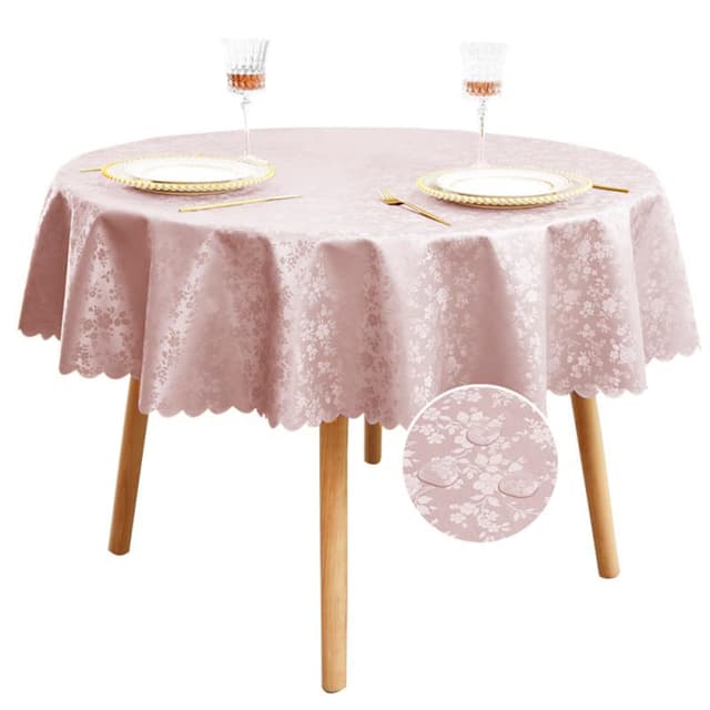 Romanstile rosa Tischdecke rund 160 cm - Wasserdicht & pflegeleicht 🌸🎉