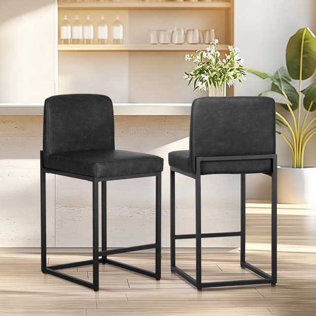 ALPHA HOME Barhocker 2er Set mit Lehne und Fußstütze 🪑🌟