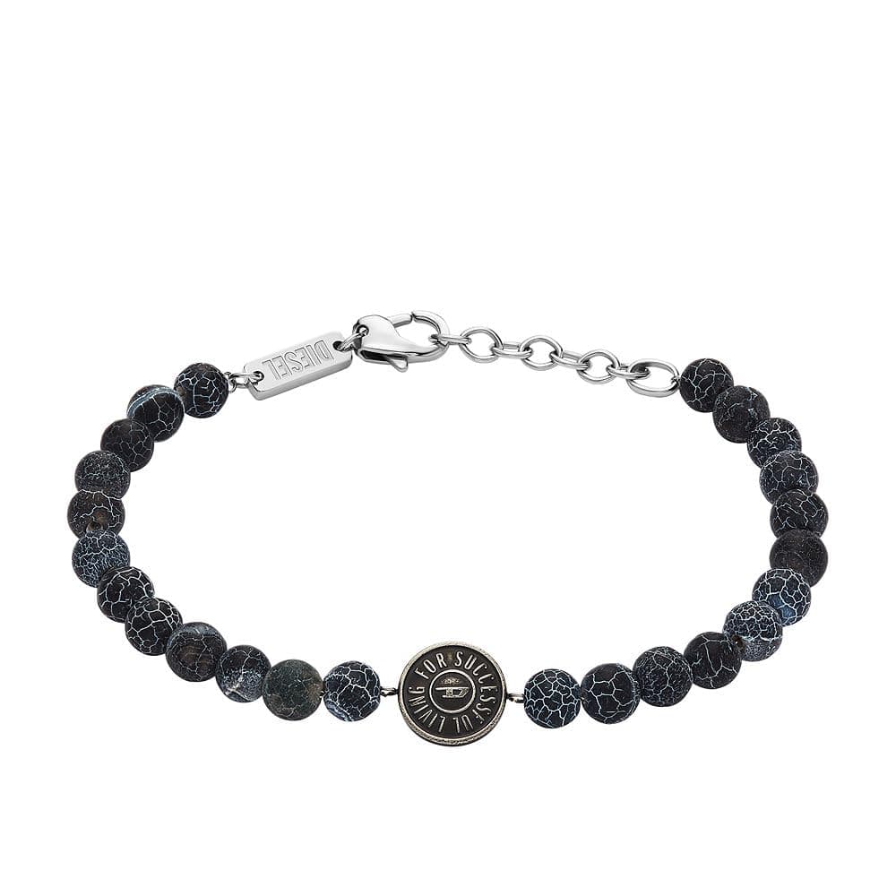 🔥 Angebot: Diesel Herren Halbedelsteinarmband mit Karabinerverschluss Schwarz
