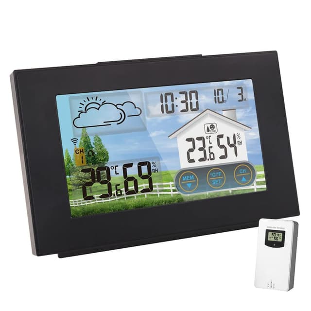 🌦️🕰️ Multifunktionale Wetterstation mit Außensensor