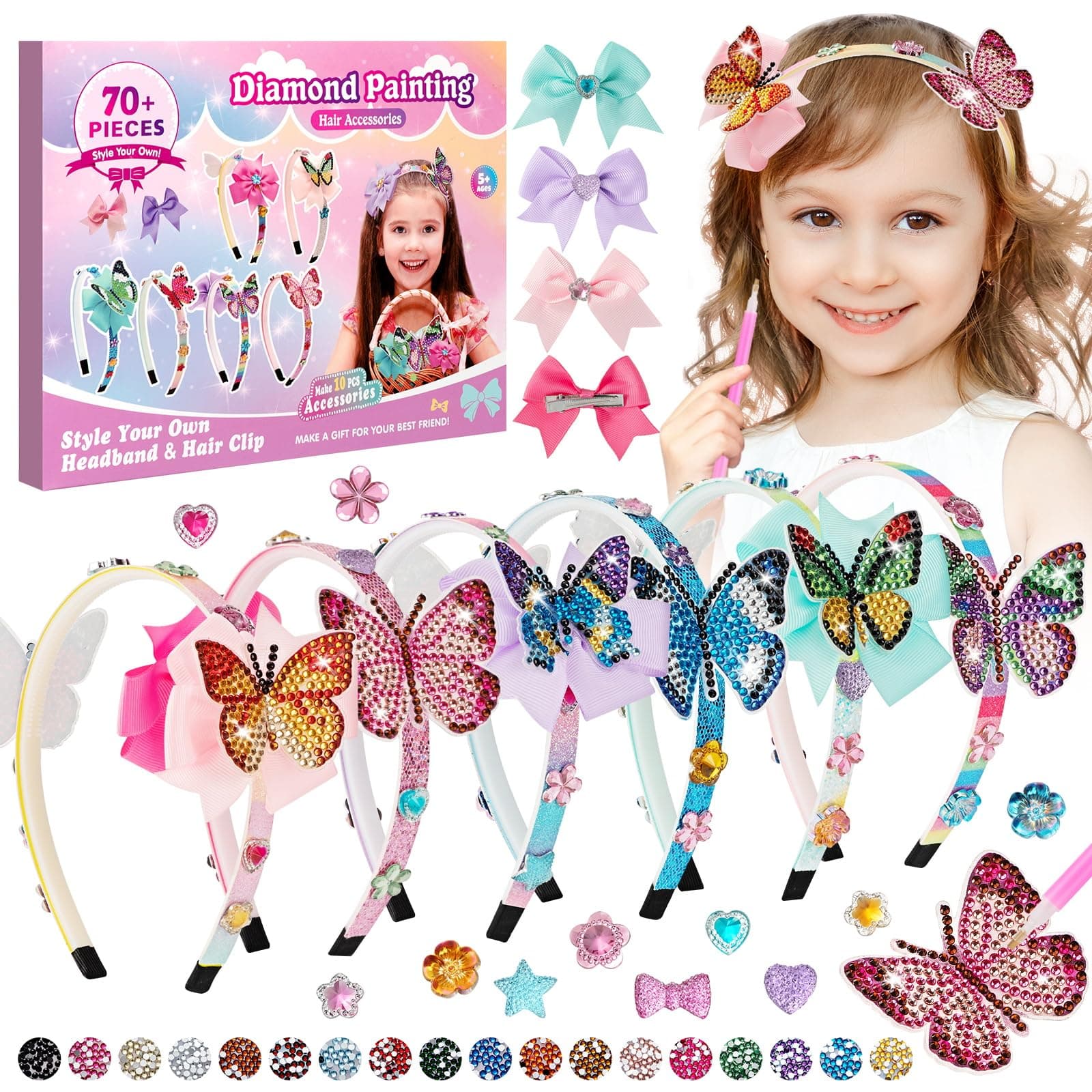 Vinitoy Haarreifen Selber Machen Mädchen - Bastelset Kinder Spielzeug ab 5 Jahren 🎨🌟