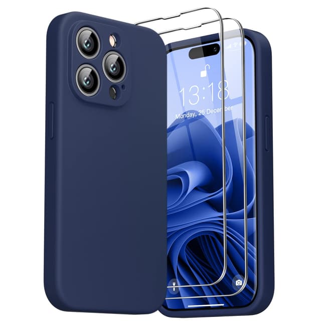 📱💙 GOODVISH 3 in 1 Hülle für iPhone 14 Pro - Navy Blau 6.1 Zoll