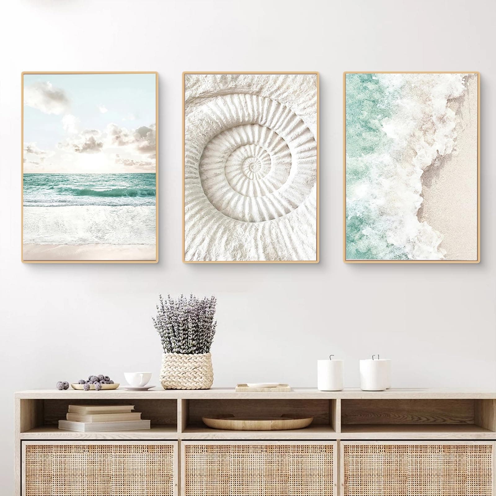🌊 Moderne Poster Set 3er Premium Wandbilder Strand Meerblick Kunst Bilder 🖼️