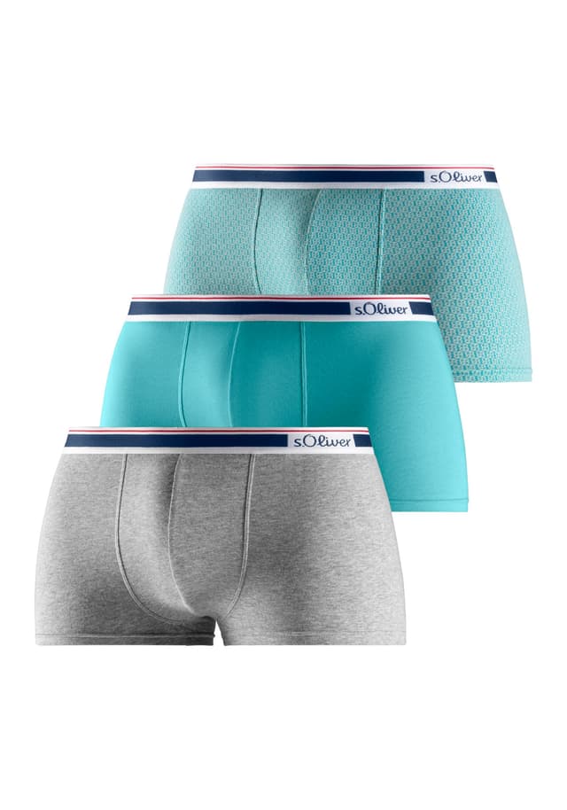 Angebot: s.Oliver Herren Boxershorts (3er Pack) S Grau Meliert+türkis+aop 👕🩳