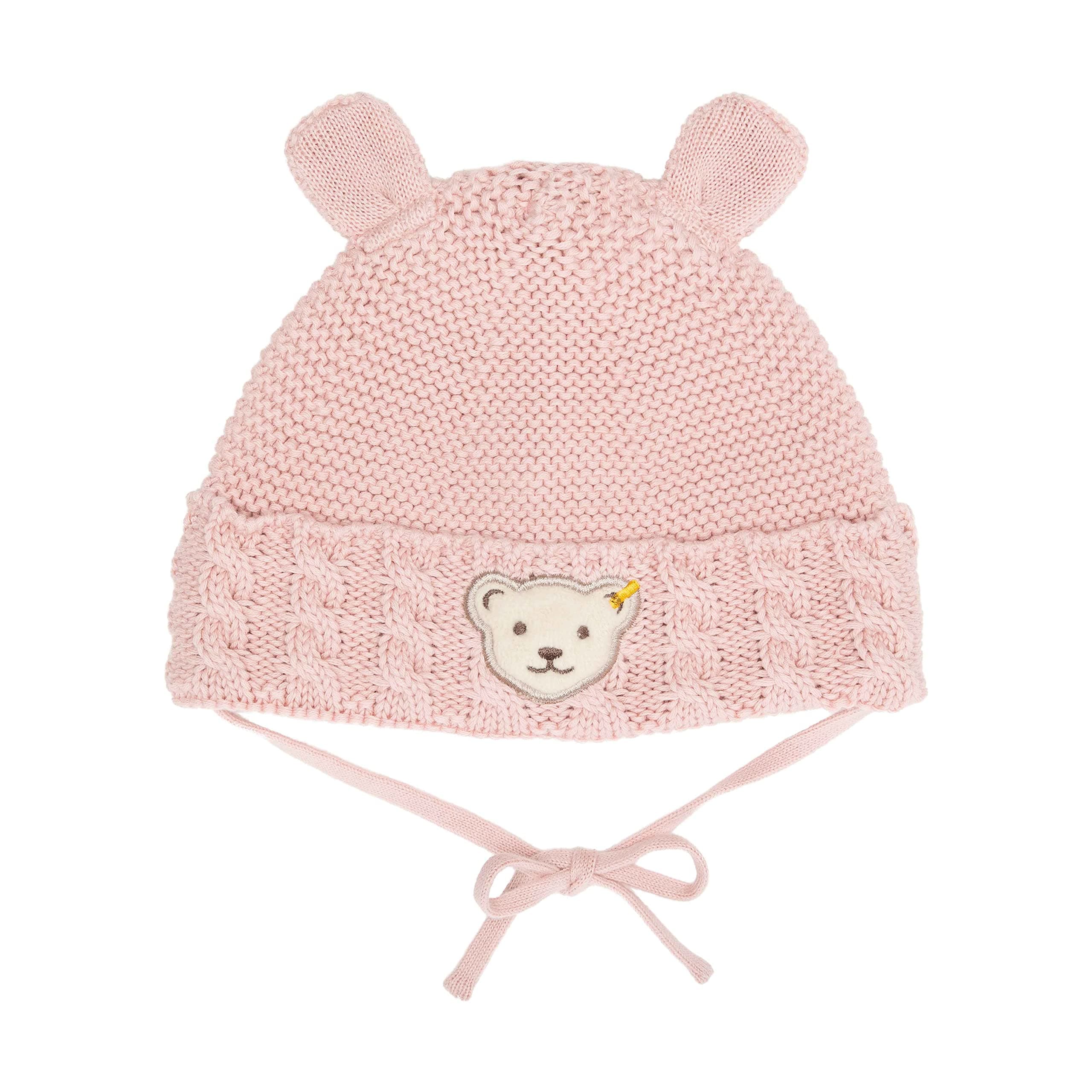 👶🧢 Steiff Unisex Baby Basic Bommel Beanie-Mütze 45 SILVER PINK 🎉