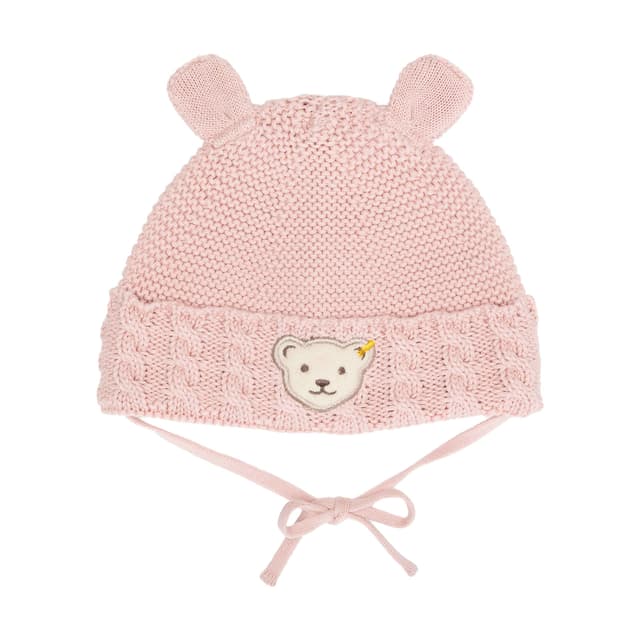 👶🧢 Steiff Unisex Baby Basic Bommel Beanie-Mütze 45 SILVER PINK 🎉