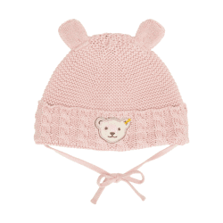 👶🧢 Steiff Unisex Baby Basic Bommel Beanie-Mütze 45 SILVER PINK 🎉