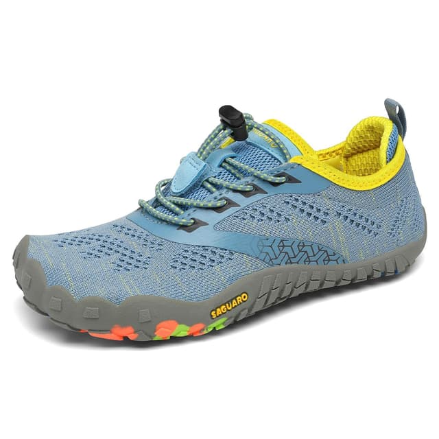 👟 SAGUARO Kinder Barfußschuhe Atmungsaktiv rutschfest Wanderschuhe Leicht Weich Sportschuhe Laufschuhe, Gr.24-36 28 EU Himmelblau