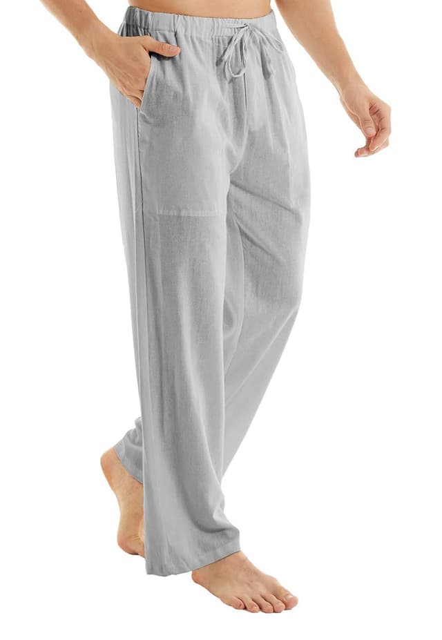 👖 YuKaiChen Herren Leinenhose 🌞 Sommerhose mit Kordelzug XL 5-hellgrau