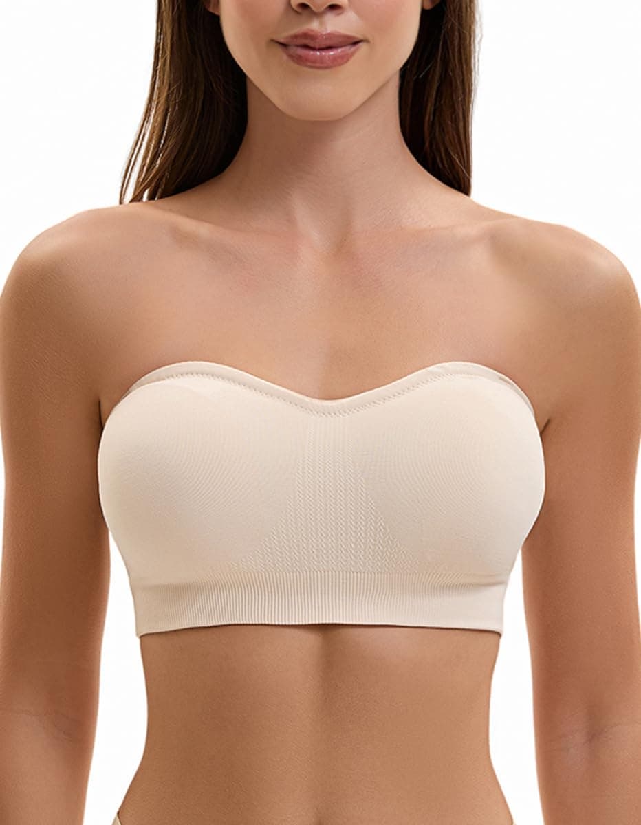 🌟 Damen Trägerloser BH Push Up Bandeau Top 🎀 Große Größen 🌸 Rutschfestes Silikon Bralette