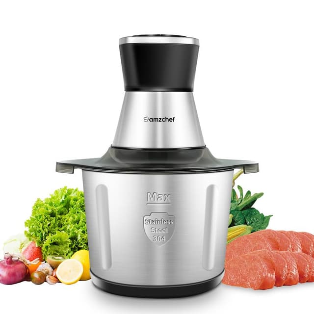 AMZCHEF Zerkleinerer Elektrisch - Multizerkleinerer Küche mit 3L Edelstahlschüssel 🥒