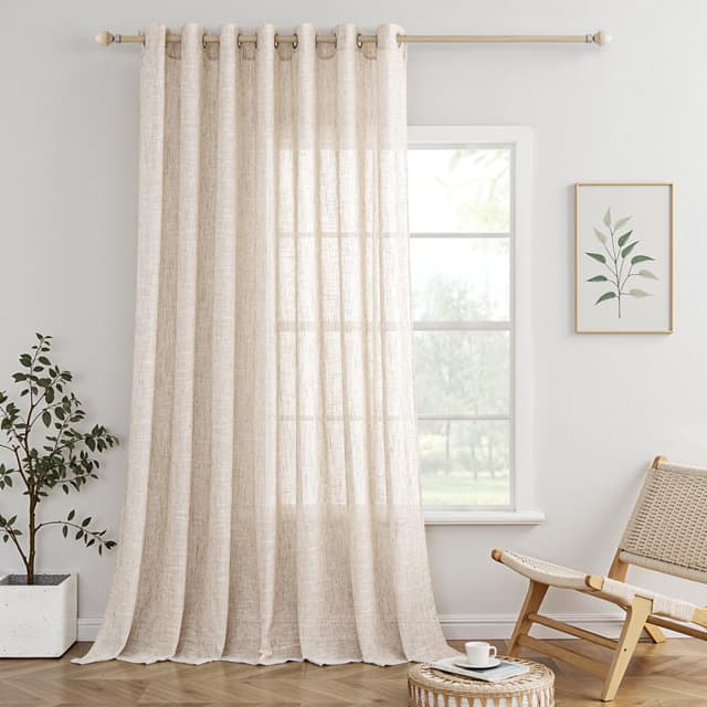 MIULEE Leinen Vorhang Gardinen Set mit ösen 300x225 cm Natur 🌿🏡