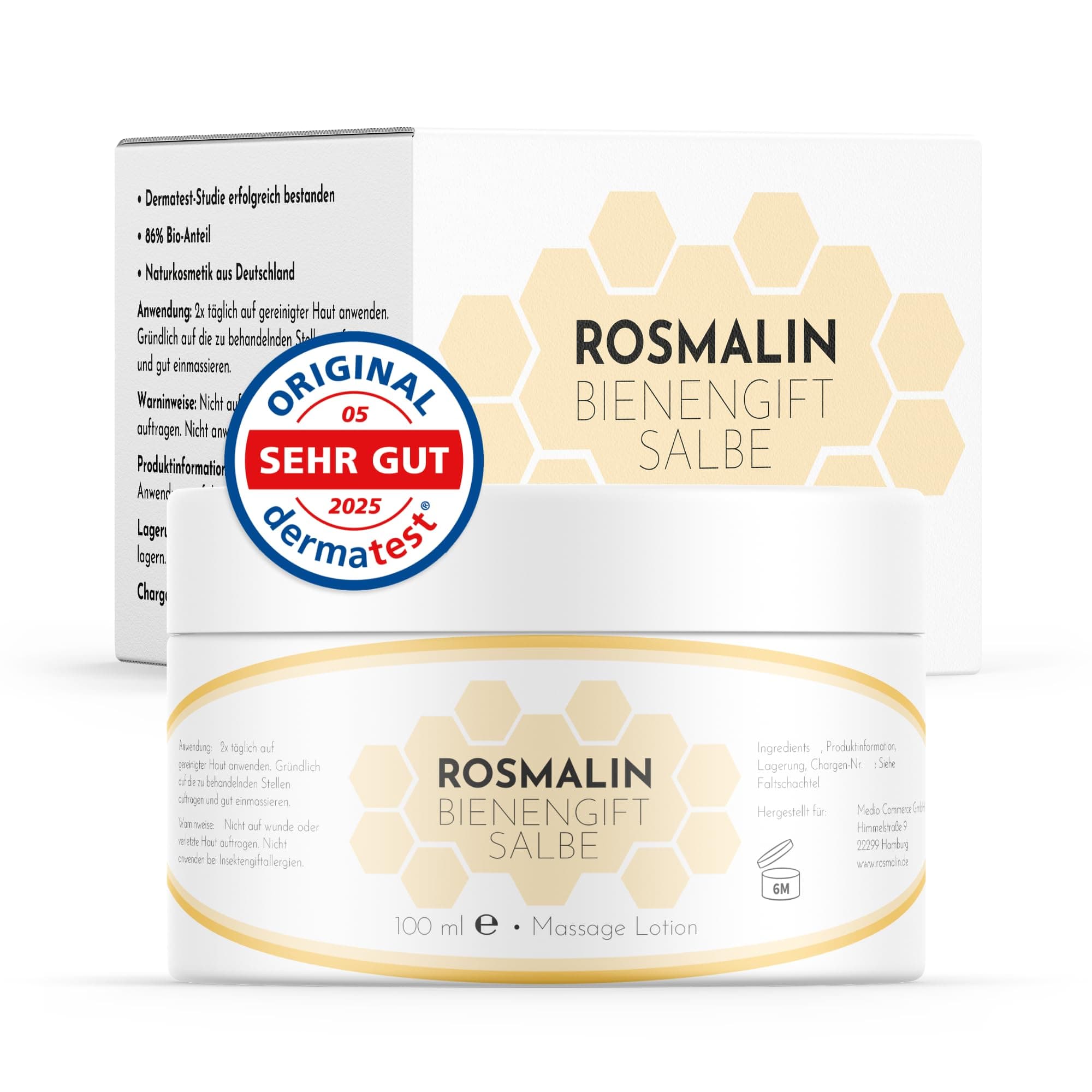 🐝💆‍♂️ Rosmalin® Bienengiftsalbe hochdosiert - Lotion zur Massage 100 ml