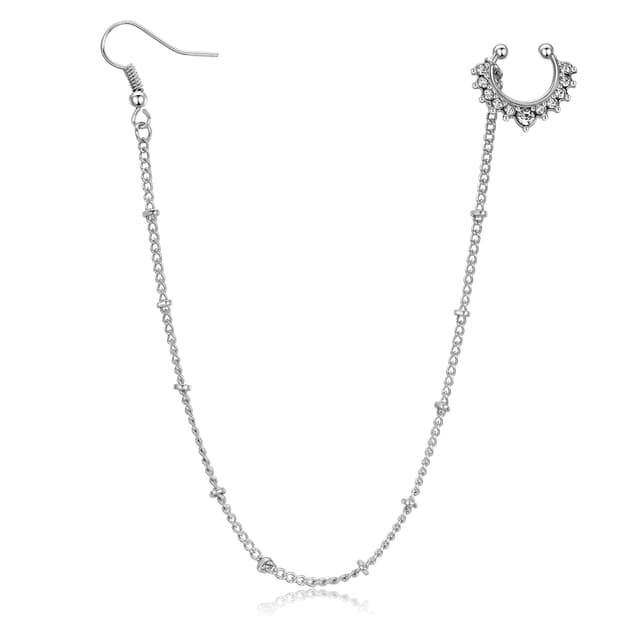 👃💍 Funseedrr Fake Nose Ring Nasenring Kette Chirurgenstahl Septum Hoop - Silber