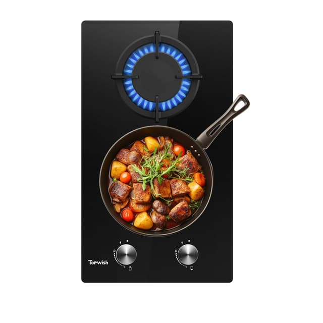 TOPWISH Gaskochfeld 30cm, Gaskochfeld 2 Flammig 🍳🥦🍝