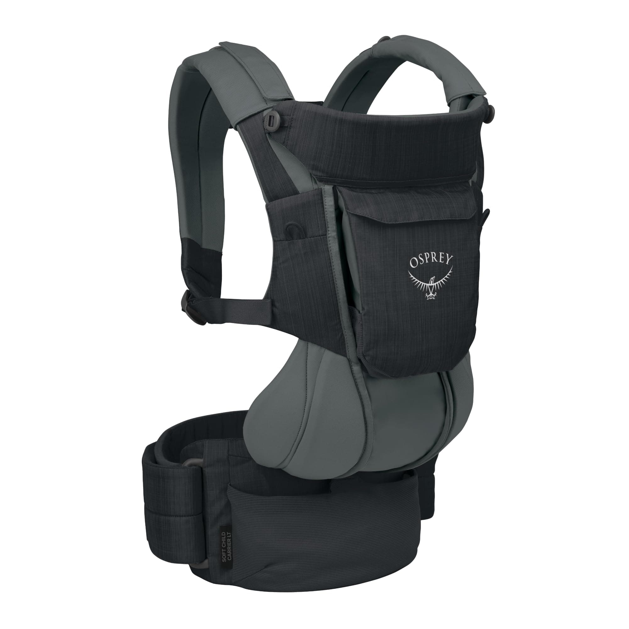 👶🎒 Osprey Poco Kind Träger - Deluxe Kind Cockpit - Eingebaute Sonnenschutz - Atmungsaktive Federung - Verstellbare Passform - Maschinenwaschbare Sabberkante - Bluesign-zugelassene Materialien, Black Soft Carrier LT Schwarz