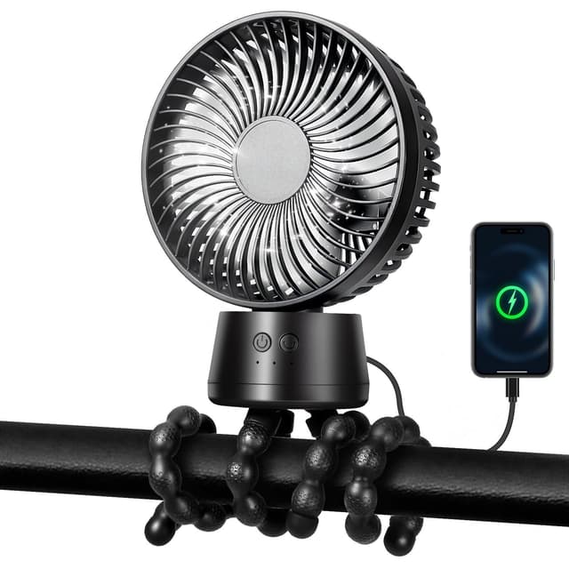 👶🌬️ POPERFUN Kinderwagen Ventilator 10000mAh mit LED-Licht und USB-Anschluss
