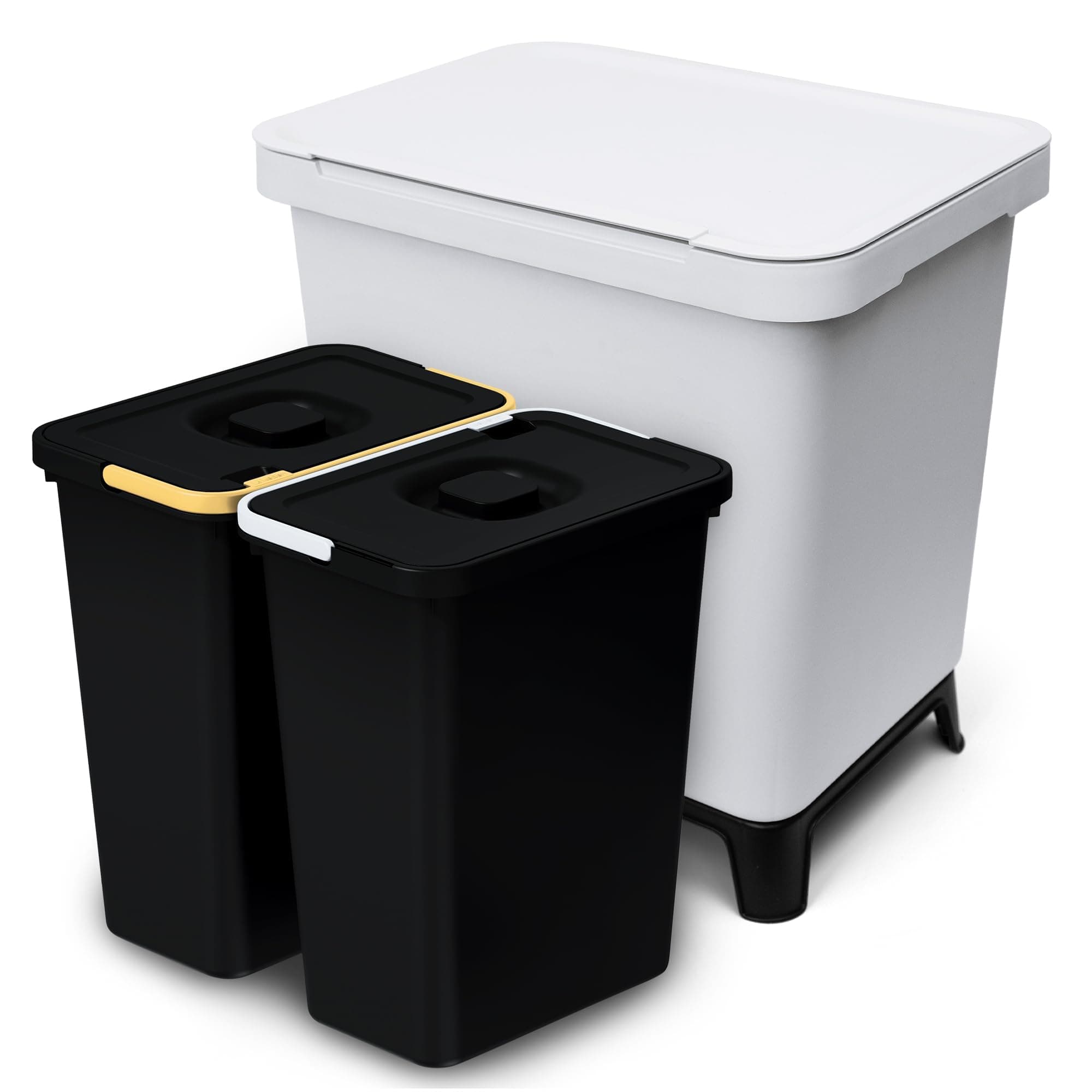 🌟 YourCasa Mülleimer Küche 2 Fächer [20L] im exklusiven Design - Mülltrennsystem mit Deckel und Fuß 🗑️