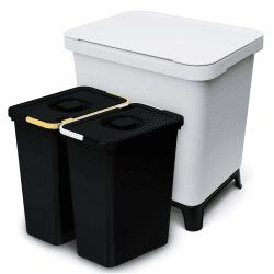🌟 YourCasa Mülleimer Küche 2 Fächer [20L] im exklusiven Design - Mülltrennsystem mit Deckel und Fuß 🗑️