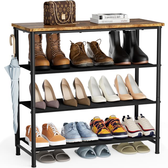 HOMIDEC Schuhregal mit 4 Ebenen Vintagebraun 😍👠👢