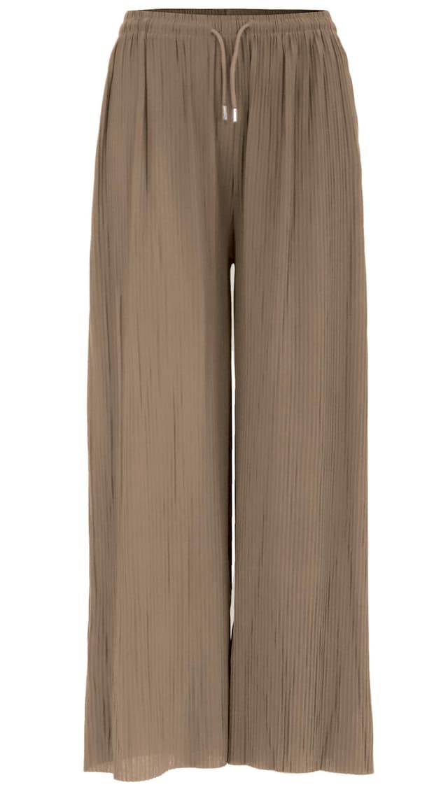 🌞 Van Der Rich ® - Weite Plissee Hose High Waist und Verstellbar Bänder - Damen Einheitsgröße Braun 🌺