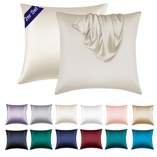 Soifox Satin Kissenbezug 80x80 2er Set - Weich wie Luxurious Seidenkissenbezug 😍