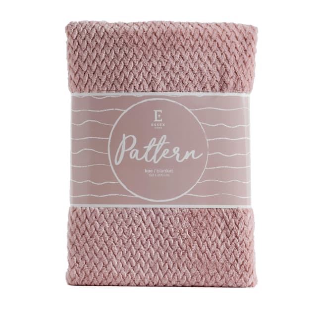ESSEX - Kuscheldecke Pattern, 150 x 200 cm, Decke, 100% Polyester, Sofadecke - Rosa