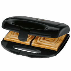🥪 Clatronic® Sandwichmaker | Viereckige Sandwichplatten | Antihaftbeschichtung | Backampel | 820 Watt | ST 3814 schwarz