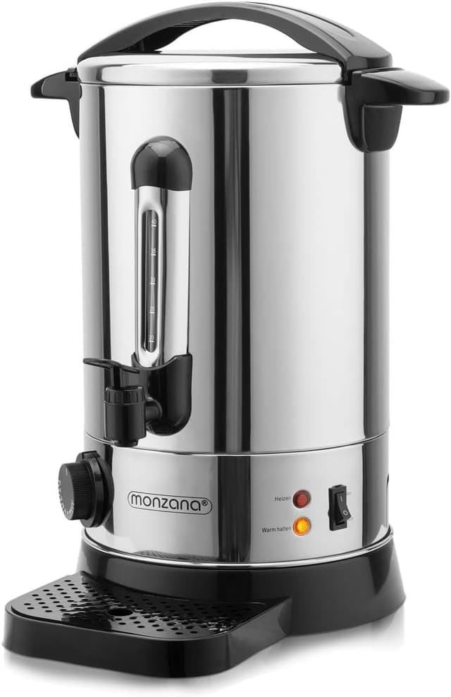 MONZANA® Glühweinkocher 20L mit Zapfhahn Thermostat 30-110°C 🍷 Heißgetränkespender Edelstahl 90 Tassen Einkochautomat Punschkocher Heißgetränkeautomat 20 L