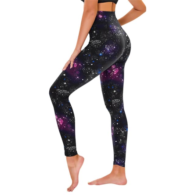 TNNZEET High Waist Leggings Damen Elastische Leggins Weiche Sporthose für Sport Gym XXL Galaxie 🌌