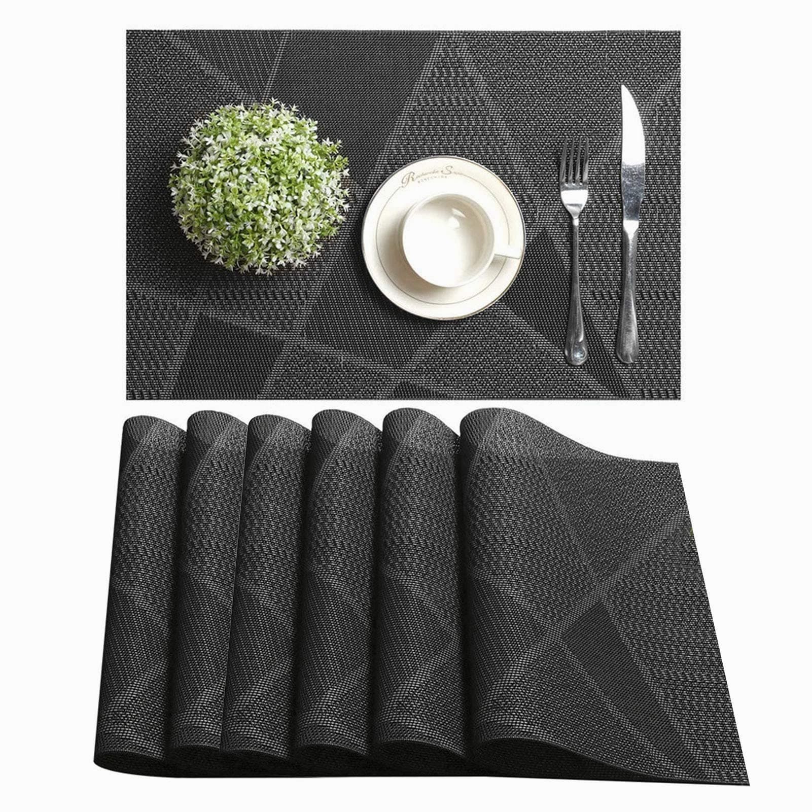 🌟 LAPONO Platzsets Abwaschbar 6er Set - Multifunktionale Tischsets in Grau