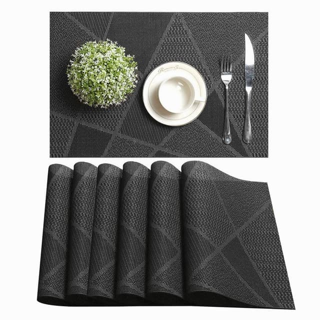🌟 LAPONO Platzsets Abwaschbar 6er Set - Multifunktionale Tischsets in Grau