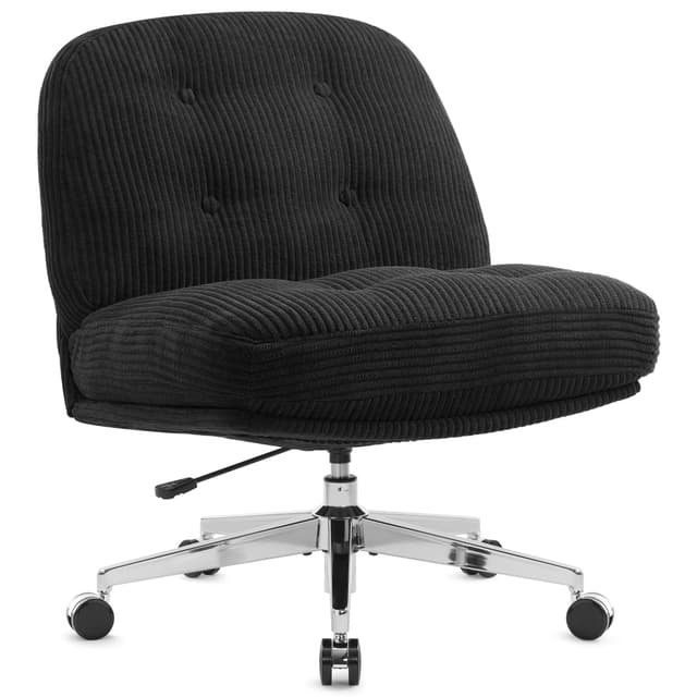 🪑 IWMH Bürostuhl ohne Armlehnen mit Kordsamt, Ergonomischer Stuhl 🪑