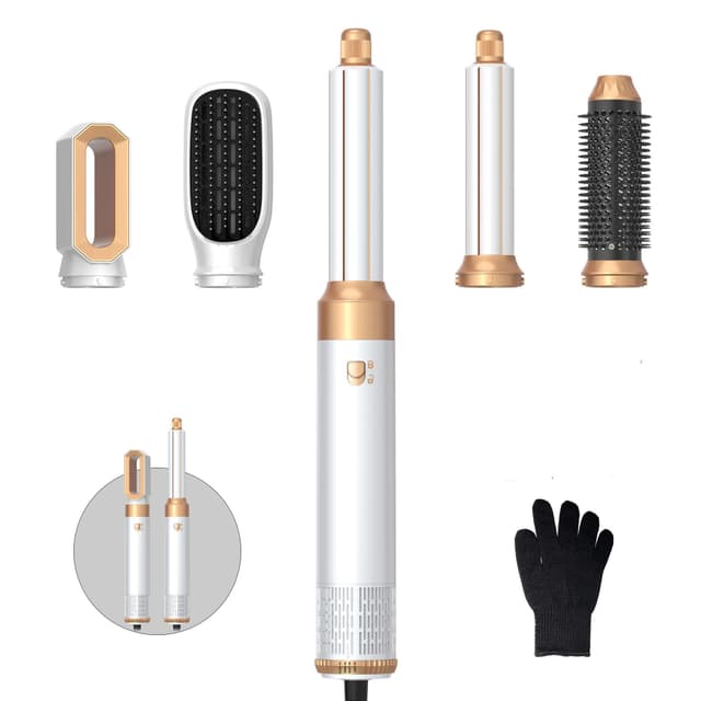 5 in 1 Air Styler Haarstyler Set 🌟 Negativ Ionen Haarstyler mit Lockenstab 🌀 Air Styler Thermal Brush Haartrockner White