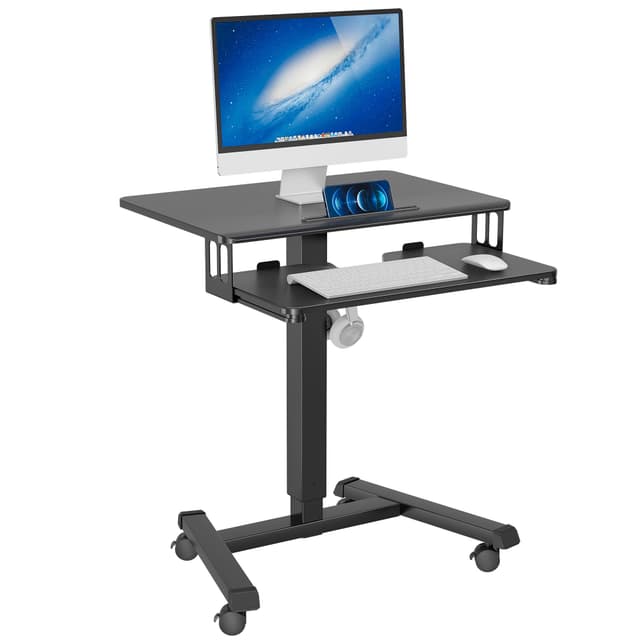 🌟 BONTEC Mobiler Schreibtisch mit 4 Rollen, Stehpult Höhenverstellbar 65×45cm 🖥️