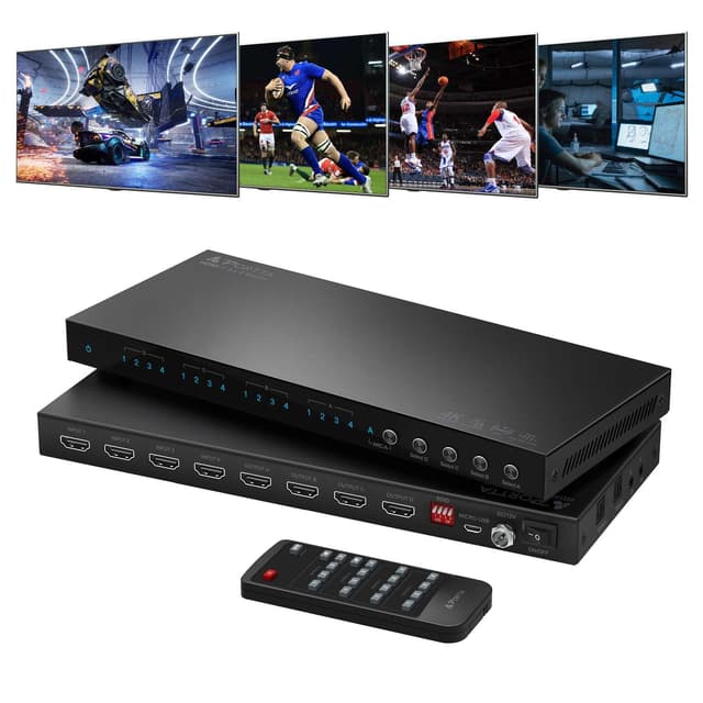 PORTTA 4x4 HDMI Matrix 4K 60Hz mit ARC und IR-Fernbedienung